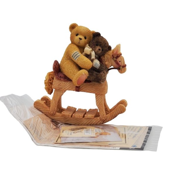 New Cherished Teddies 662046F Figurine Rocking Horse Bear Figurine Siblings - Picture 7 of 9